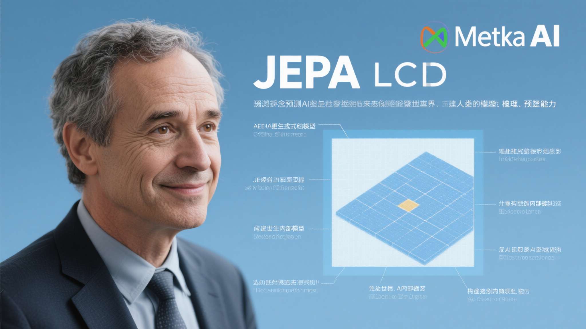 JEPA由Meta AI首席科学家Yann LeCun提出，其核心理念在于让AI